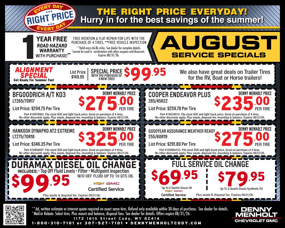 Denny Menholt Cody Service Specials
